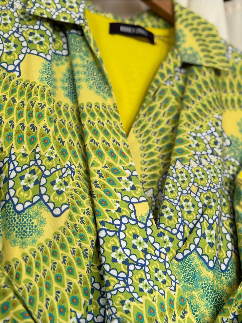 Ellen Tracy (M) Yellow and Green Printed Midi Dress